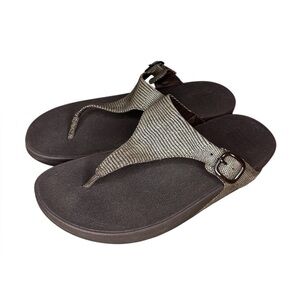 Fitflop Lulu Wedge Comfort Buckle Microwobbleboard Support Brown Sandals Size 8